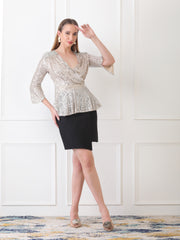 Gaiia Embellished Sequin Wrap Top