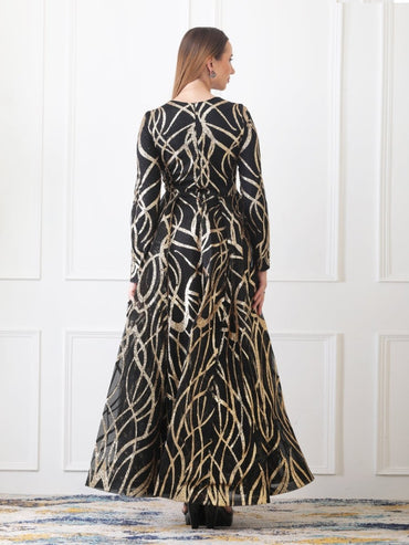 Gaiia Gilded Abstract - Pattern Gown - Black - GAIIA