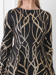 Gaiia Gilded Abstract-Pattern Gown - Black