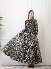 Gaiia Gilded Abstract-Pattern Gown - Black