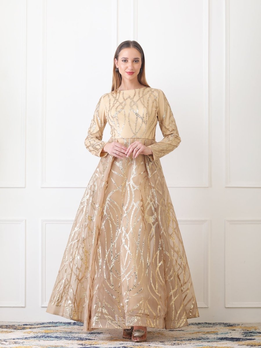 Gaiia Gilded Abstract Ball Gown - Golden - GAIIA