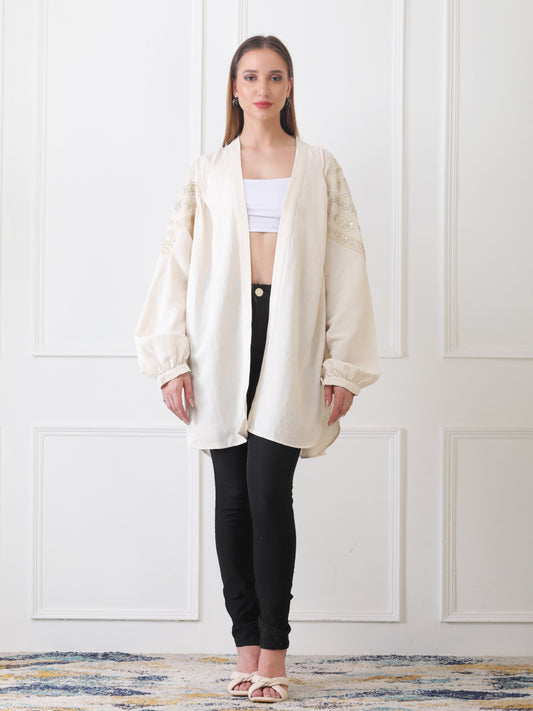 Gaiia Blue Open-Front Kimono Cardigan