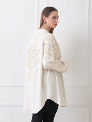 Gaiia Blue Open-Front Kimono Cardigan