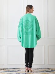 Gaiia Blue Open-Front Kimono Cardigan