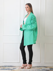 Gaiia Blue Open-Front Kimono Cardigan