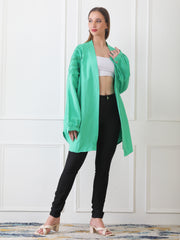 Gaiia Blue Open-Front Kimono Cardigan