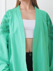Gaiia Blue Open-Front Kimono Cardigan