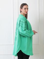 Gaiia Blue Open-Front Kimono Cardigan