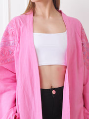 Gaiia Blue Open-Front Kimono Cardigan