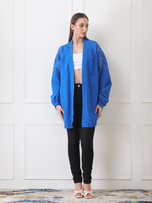 Gaiia Blue Open-Front Kimono Cardigan