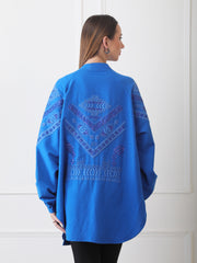 Gaiia Blue Open-Front Kimono Cardigan