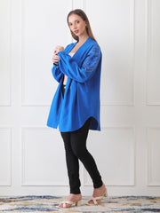 Gaiia Blue Open-Front Kimono Cardigan