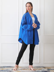 Gaiia Blue Open-Front Kimono Cardigan