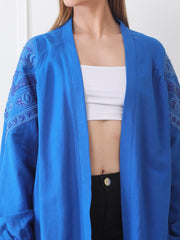 Gaiia Blue Open-Front Kimono Cardigan