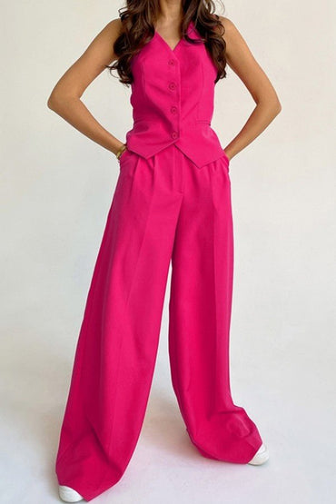 Gaiia Waist Coat Set - Hot Pink - GAIIA