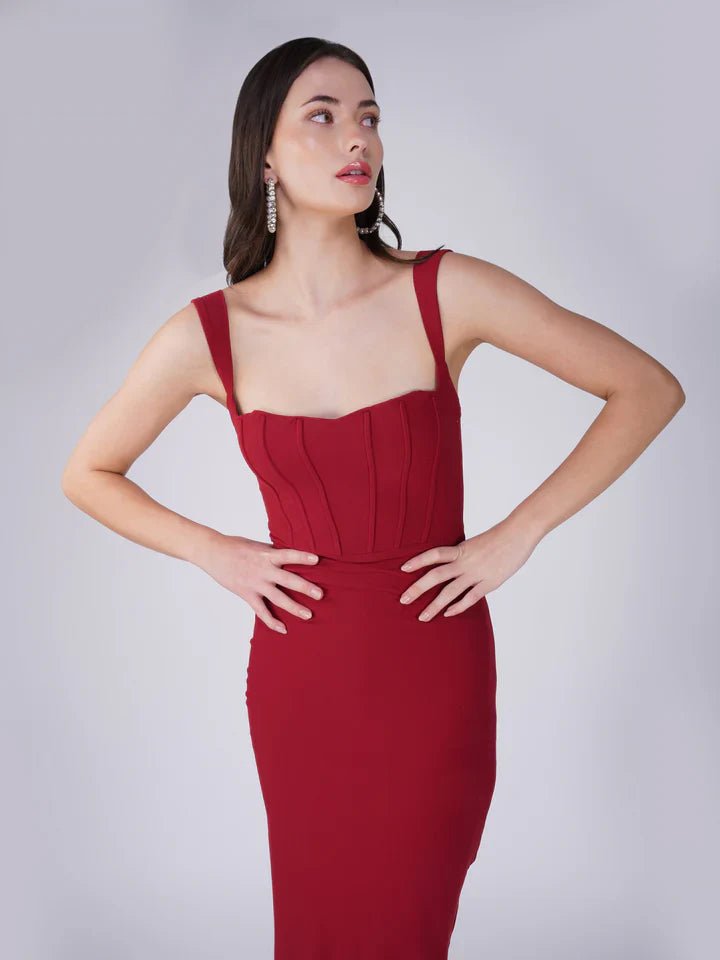 Gaiia Rosa Long Dress - Cherry Red - GAIIA
