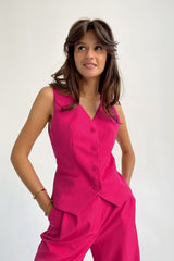 Gaiia Waist Coat Set - Hot Pink