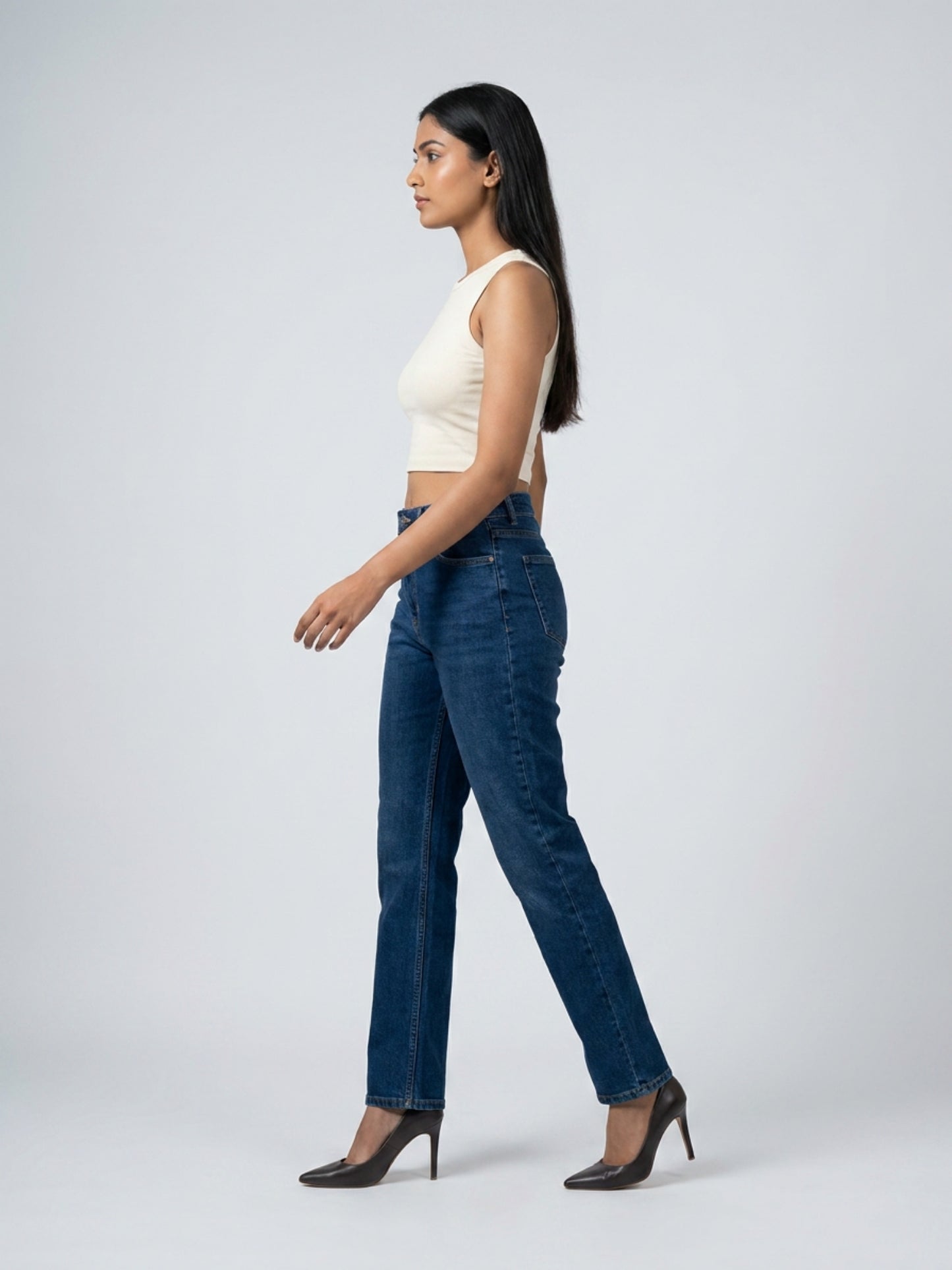 White Solid Cotton Tank Top