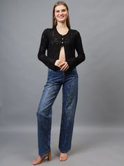 Gaiia Self Design Long Sleeve Top With Button