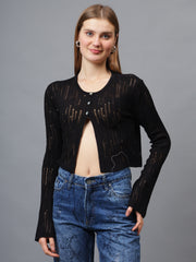 Gaiia Self Design Long Sleeve Top With Button