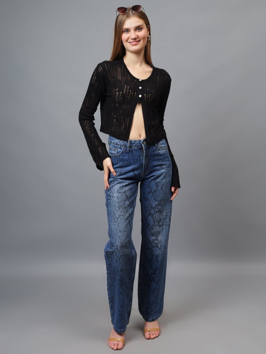 Gaiia Self Design Long Sleeve Top With Button - GAIIA