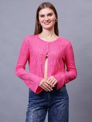 Gaiia Self Design Long Sleeve Top With Button