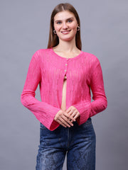 Gaiia Self Design Long Sleeve Top With Button