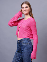 Gaiia Self Design Long Sleeve Top With Button