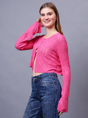 Gaiia Self Design Long Sleeve Top With Button