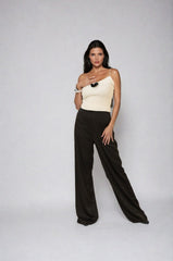 Gaiia Fitted Tube Top With Flower - Black