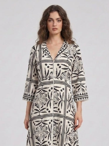 Black Floral Printed Satin Maxi Dress - GAIIA