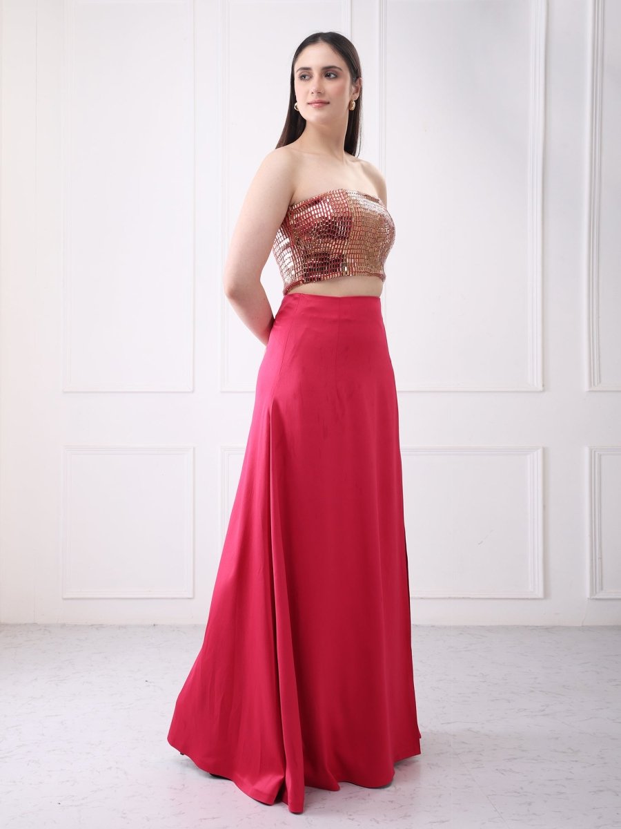 Gaiia Embellished Bustier With Maxi Skirt Co - Ord Set - GAIIA