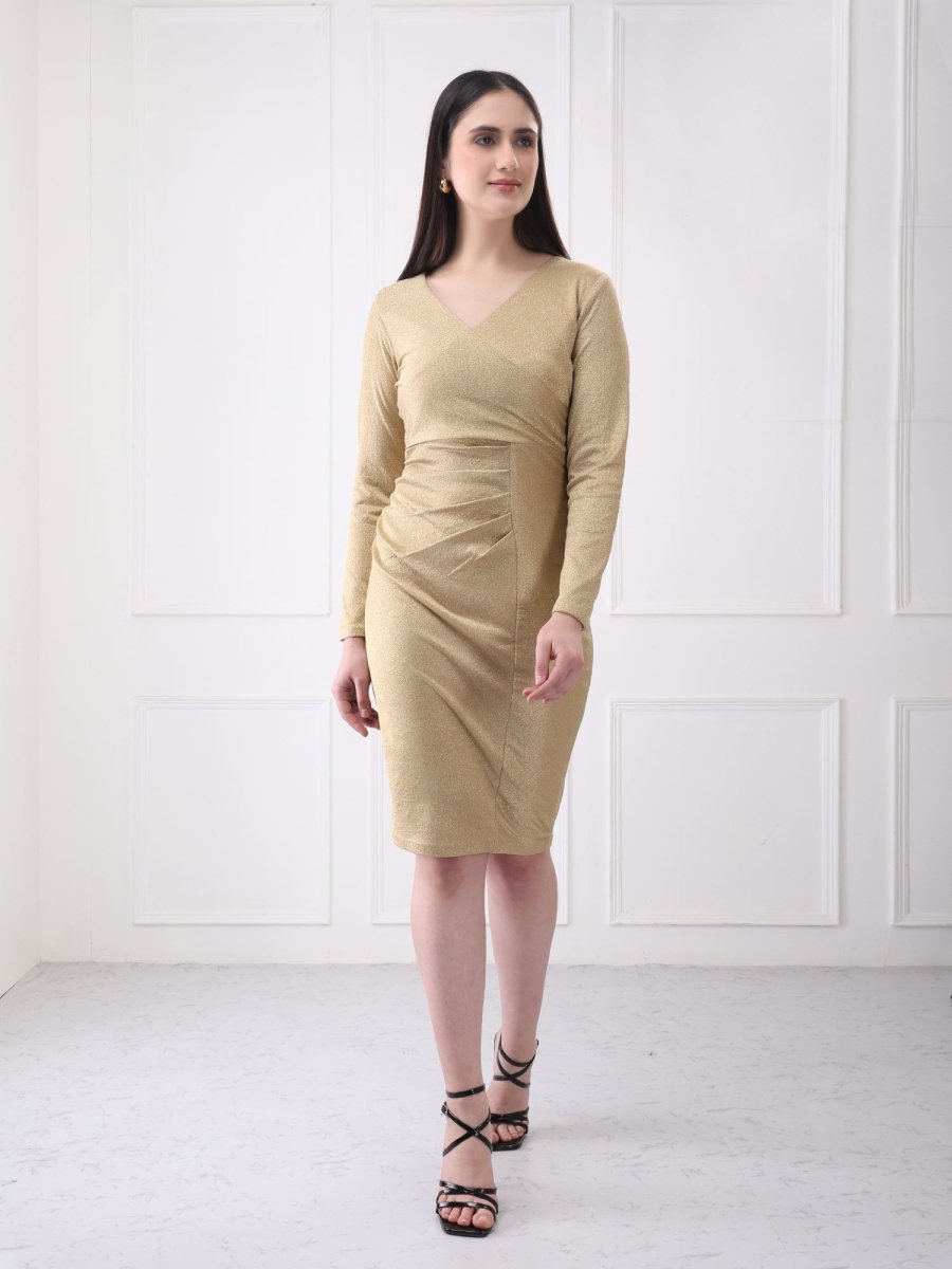 Gaiia Shimmer Club Solid Bodycon Midi Dress - GAIIA