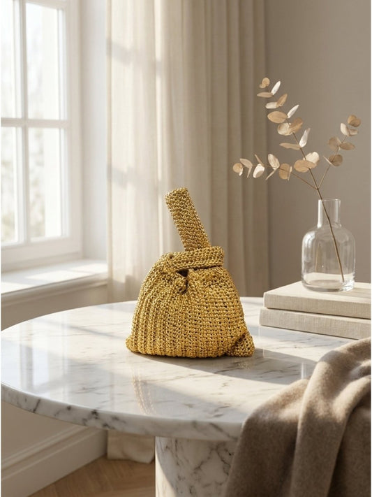 Golden Handwoven Mini Clutch Bag - GAIIA