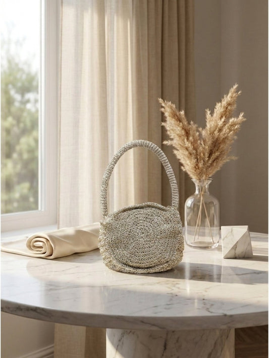 Moonloop Crochet Mini Bag – Handmade Round Handle Purse - GAIIA