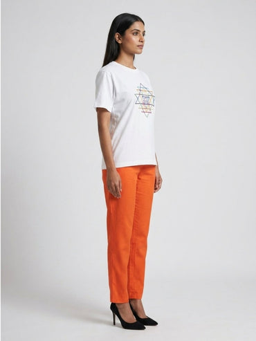 Multicolour Beaded Sri Yantra Cotton T-Shirts - GAIIA