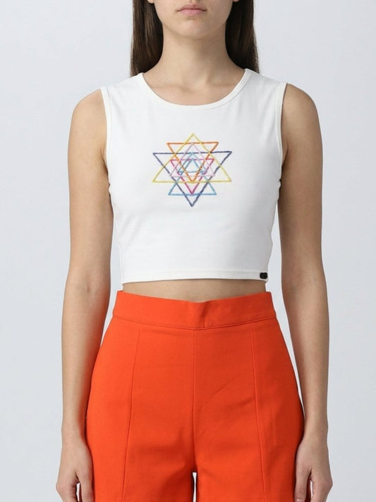 Multicolour Beaded Sri Yantra Cotton Tank Top - GAIIA