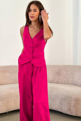 Gaiia Waist Coat Set - Hot Pink