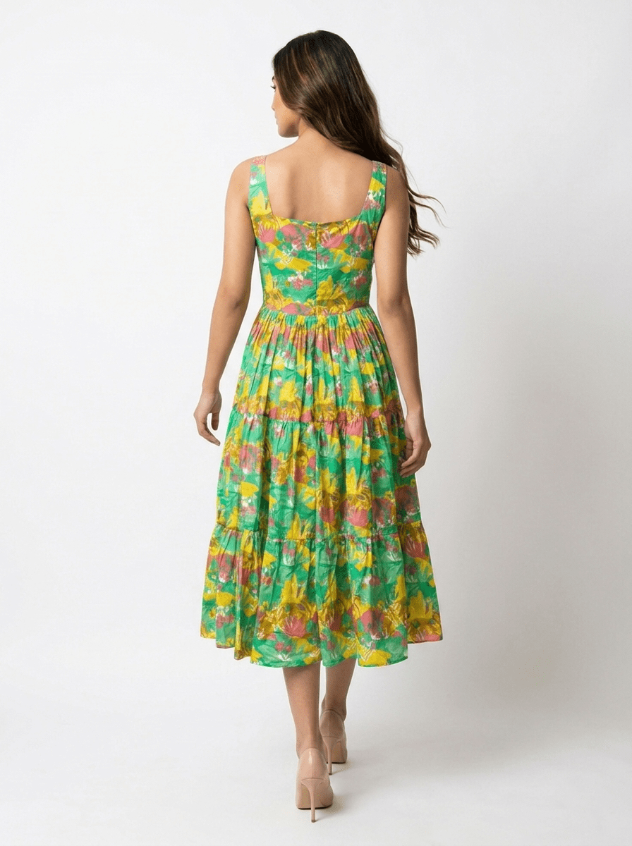 Petal Pop Square Neck Cotton Dress - GAIIA