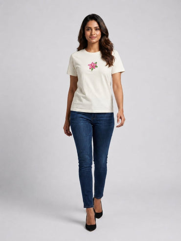 Pink Hand Beaded Lily T-Shirt - GAIIA
