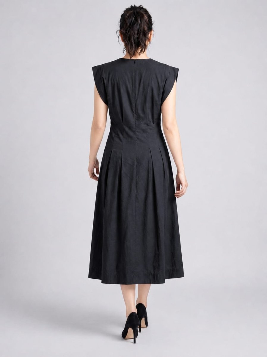Urban Grace Charcoal Structured Midi Dress - GAIIA