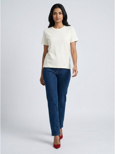 White Cotton Solid Tshirt - GAIIA