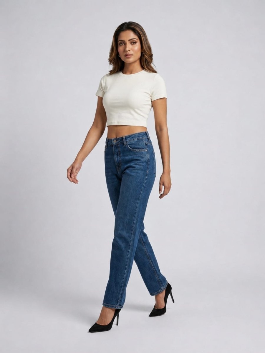 White Solid Cotton Crop Top - GAIIA