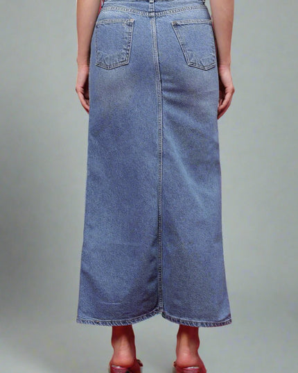 Denim Long Pencil Skirt