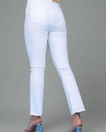 White High Waist Jeans With Stretch