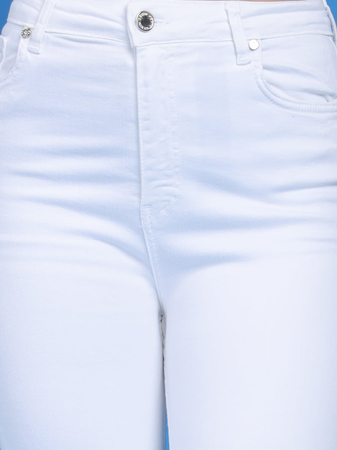 White High Waist Jeans With Stretch