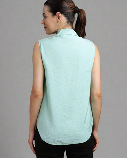 Women Pocket Stone Sleeveless Shirt