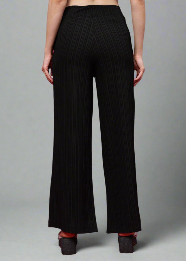 Women Black Palazzo Thread Line Style