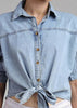 Denim Tie-Waist Shirt