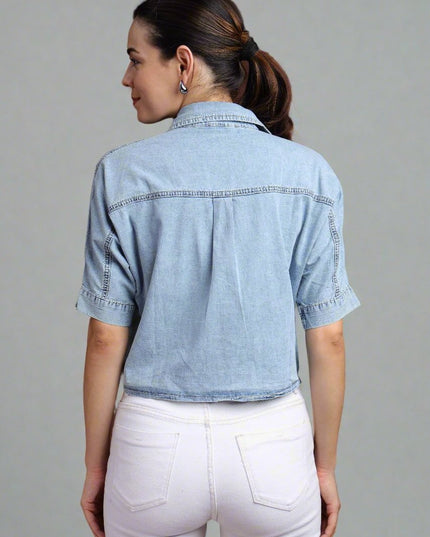 Denim Tie-Waist Shirt